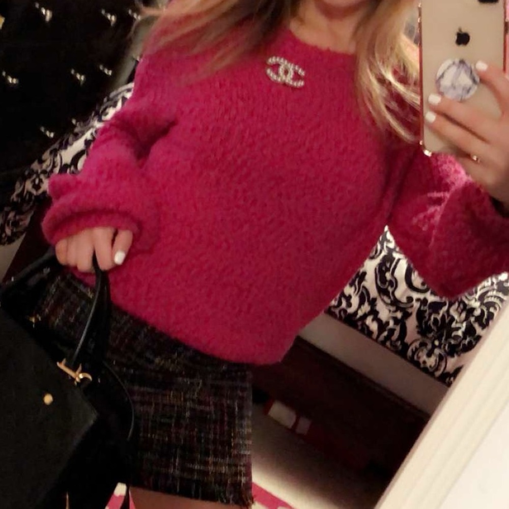 Hot Pink Tweed Sweater (S)